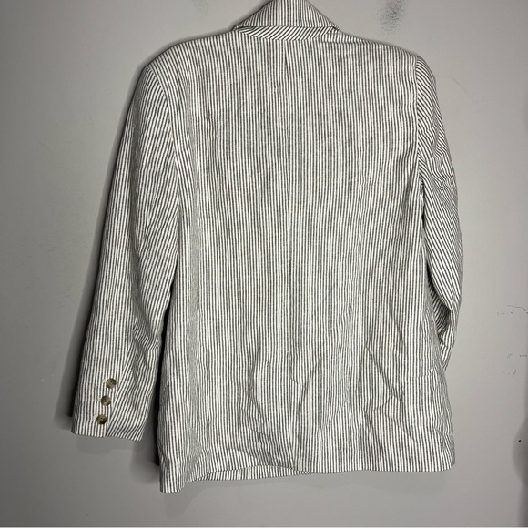 Old Navy Striped Double-Breasted Linen-Blend Blazer Oversized, size S - Picture 7 of 13